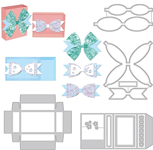 BENECREAT 4 Pezzi 3d Modello Scatola Di Fiammiferi in Acciaio Al Carbonio Taglierina, 4 Stili Di Arco Metallo Taglierina Stencil per Album Scrapbook Carta Goffratura