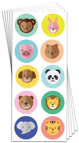 40 Blatt - Sticker Tiere, Aufkleber Kinder - 400 Stück, 40mm