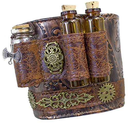 SUMGOGO Armband Steampunk Arm Bracer Manschette Handgelenkschutz Ärmel Rüstung Handschuh Mittelalter Gothic Hexe Zauberflasche Lolita Cosplay Requisiten, Kühlt, Einheitsgröße