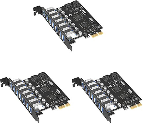 3X Adaptador Tarjeta de Expansión PCI-E USB 3.0 7 Puertos Adaptador Hub Controlador Externo Extender PCI-E Tarjeta PCI para Escritorio