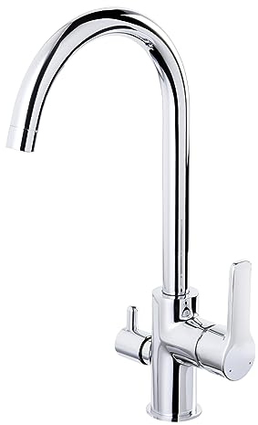 aquaSu® Spültischarmatur Rego mit Geräteanschluss, Wasserspar-Mischdüse, Kosten-sparende Kaltwassermittelstellung, hoher Auslauf, Keramikkartusche, Messingkern, verchromt, 797122