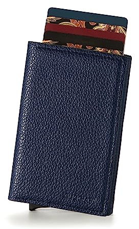 GUGGIARI® Porte Carte - Porte Carte Bancaire avec Poche pour Monnaie et Poche à Rabat avec Fermeture Magnétique - Portefeuilles Pop-up avec Blocage RFID - Porte Cartes Mince - Blue