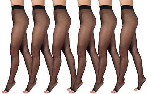 BANANALU 15 Den zehenfreie weiche Strumpfhose Toeless transparent Open Toe Toeless 15 Nero 6er Set L