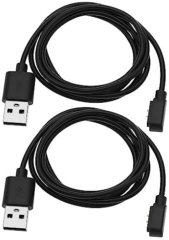 VGOL 2 Stück Magnetisches Smartwatch USB Ladekabel Ersatz Kompatibel mit Blackview R3/R3 Pro USB Ladeadapter 5V Schwarz 1M Kabellänge