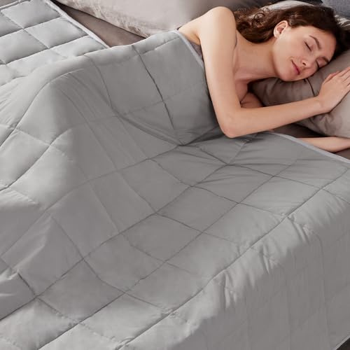 Manta con peso (60 x 80 pulgadas, tamaño Queen de 20 libras), manta con peso ultrasuave y acogedora para adultos, manta pesada lavable a máquina