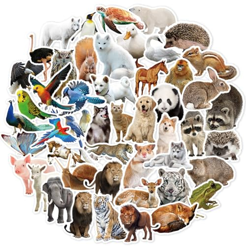 EUFFO Tiere Sticker Set 50 Stück Kawaii Aufkleber für Laptop Fahrrad Scrapbook Koffer Motorrad Skateboard Helm Auto Wasserfeste Deko Sticker Bomb