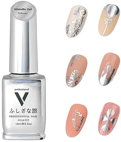 Chrome Nail Polish, Holographic Chrome Gel Nail Polish, 15ml High Gloss UV Gel Nail Polish, 3D Metal Liquid Chrome Gel Polish for Shiny Effect, Nail Art Manicure Tool Yusheng