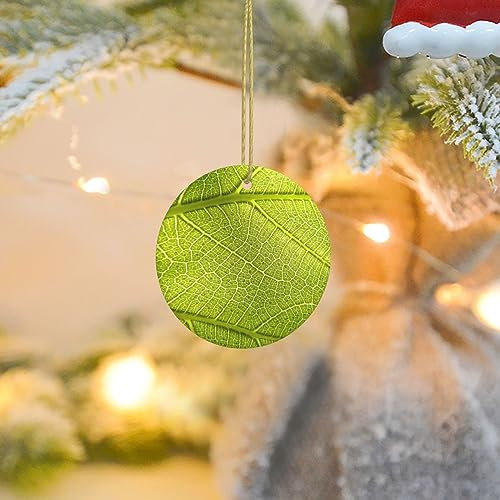2023 Keramik Weihnachtsbaum Ornamente Grüne Blatt Textur Adern Runde Weihnachtsschmuck Porzellan Keramik Dekorationen Baum Hängende Ornamente für Home Holiday Decor Hochzeit Geschenke