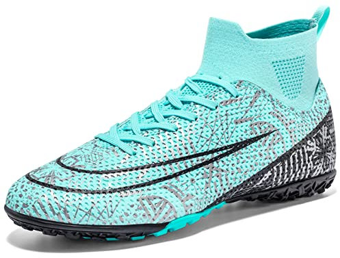 sudorun Scarpe da Calcio Uomo Donna Turf Scarpe da Calcetto Indoor Unisex High Top All'aperto Scarpe da Allenamento Teenager TF Training Scarpe (DW,1101 TF Yue_41)