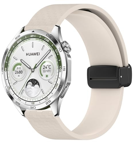 CZhkg 22mm Armband Kohlefaser für Huawei Watch Ultimate Strap, Schnellverschluss Ersatzarmband Uhrenarmband Bracele Wristband für Huawei Watch GT4 46mm / GT3 46mm / GT2 46mm/ GT 46mm (Beige)