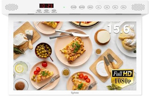 SYLVOX 15,6 Zoll Smart TV Küche Herunterklappen,Eingebaute Timing Funktion