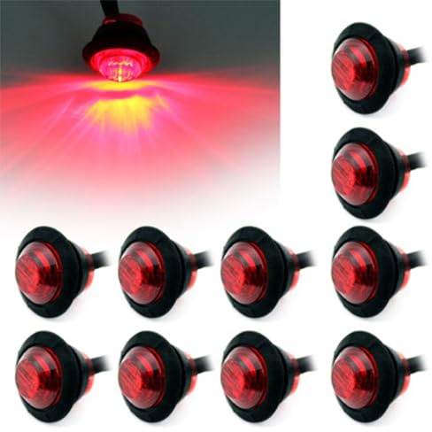 GSRECY abgedichtete runde LED-Front-Rück-Seitenmarkierungsleuchten, wasserdicht, 1,9 cm, Leuchtmittel, 12 V, für Auto, LKW, Boote, Lastwagen, Busse, Reisebusse, Anhänger, Kabine, Wohnmobil (Rot, 12 V)