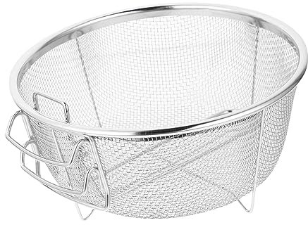 FELTECHELECTR Stainless Steel Fryer Skimmer Folding Handle Round Cooking Strainer for Deep Frying Heat Resistant Kitchen Tool for French Fries and Chicken