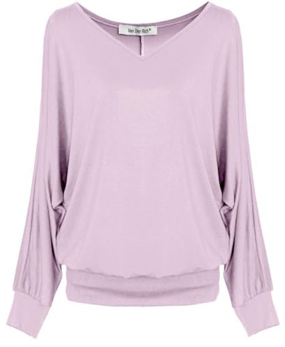 Van Der Rich ® - Basic Tops Bluse mit Langen Ärmeln - Damen (ML-Rosa, M)