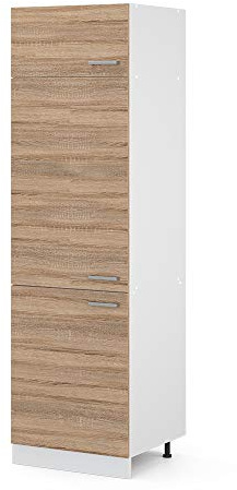 Vicco Hochschrank R-Line, Universalschrank, Sonoma/Weiß, 60 cm mit Türen
