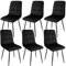 WAFTING Esszimmerstühle 6er Set, gepolsterter Stuhl mit hoher Rückenlehne und holländischem Samtdesign, Esstischstühle mit Metallfuß, für Esszimmer, Wohnzimmer und Empfangsraum, Schwarz