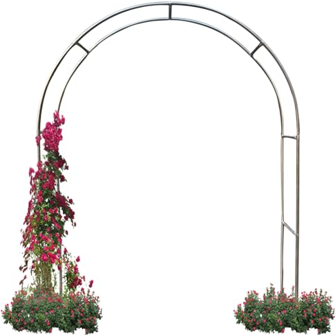 BZCKBZ Rosenbogen Aus Edelstahl Gartenbogen (Stainless Steel) Rankhilfe Torbogen Pergola Aus Metall Stabil Wetterfest Hochzeitsbogen(Size:3.5 * 2.4m(11 * 7.9ft))