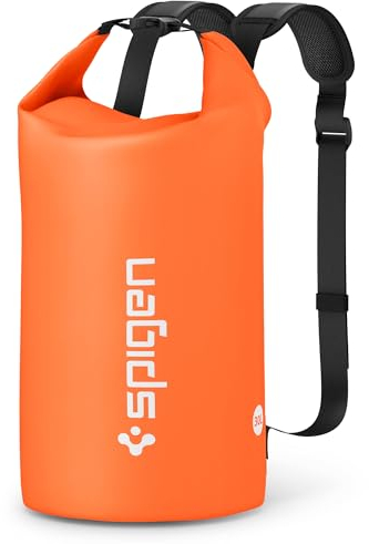 Spigen Dry Bag 30L [Aqua Shield] wasserdichte Tasche & wasserfester Rucksack für Strand, Schwimmen, Camping, Kajakfahren, Bootfahren - Sunset Orange
