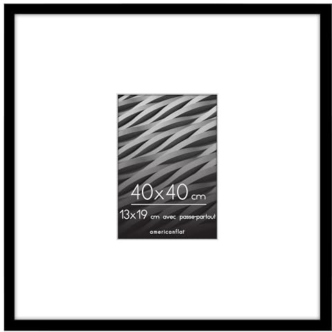 Americanflat Cadre Photo Noir de 13x19 cm – Utilisation comme Cadre Photo à Bordure Fine de 13x19 cm avec Passe-partout ou Cadre de 40x40 cm sans Passe-partout