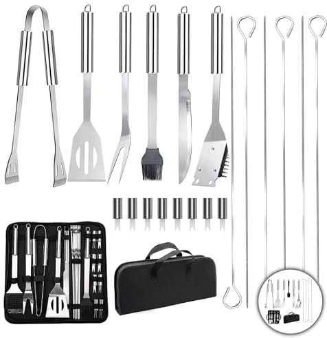 Kit Barbacoa 11 Piezas de Acero Inoxidable - Utensilios Barbacoa -Set Barbacoa - Accesorios Barbacoa - Kit Barbacoa Utensilios - Set Barbacoa Utensilios (11)