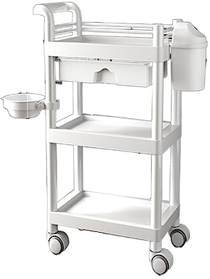 Tablette Coiffure a Roulette Pas Cher Étagère Rangement Étagère de Rangement for Salon Beauté Chariot a roulettes Mobile Chariot de Rangement avec Bac de Nettoyage/Poubelle, for Salon Beauté (Color :