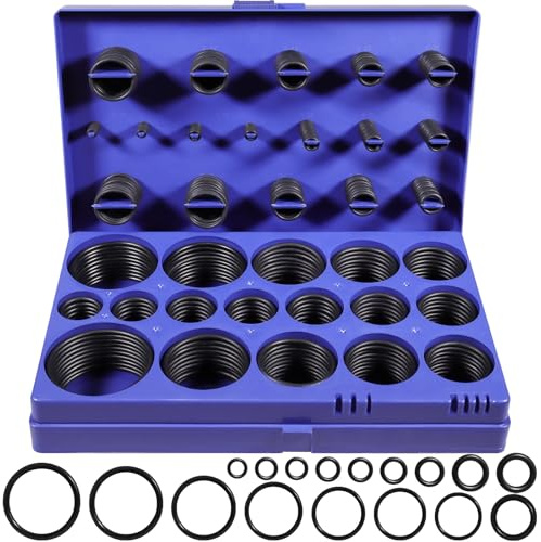 XBVV 407 Pcs Universal SAE O Ring Assortment Kit,32 Inch Sizes Standard Nitrile Rubber O'ring Set for Automotive Hydraulic Faucet Professional Plumbing Pressure Washer Air or Gas Sealing Repair