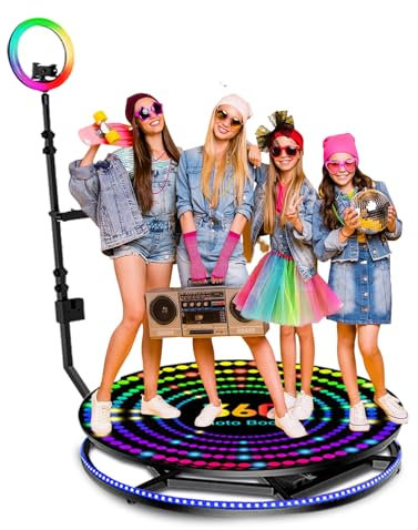 360°-Fotokabinen-Maschine für Partys, automatische Drehung, 360-Grad-Videokamera-Kabine mit drehbarem Selfie-Licht für Weihnachten, Hochzeit, Geburtstag, Events (100 cm)
