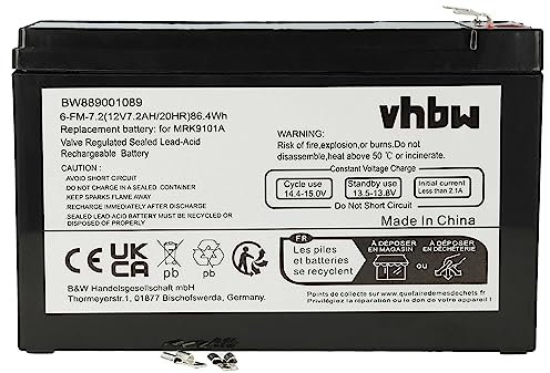 vhbw 1x batteria sostituisce YUASA NP7-12 per UPS (7200mAh, 12V, AGM)