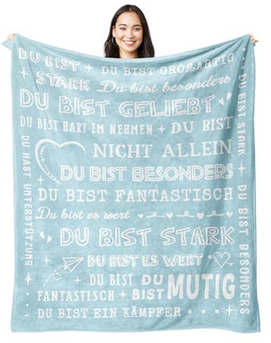 Juratar Geschenke für Frauen Männer, Personalisierte Decke Geburtstagsgeschenk für Frauen, Dankeschön-Geschenke für Freundin Schwester Kollegin, Superweiche Decke aus Flanell (Himmelblau)