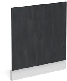 Vicco Frontblende R-Line, Geschirrspüler Fronttür, Schwarz Beton/Weiß, 60 cm ohne Arbeitsplatte