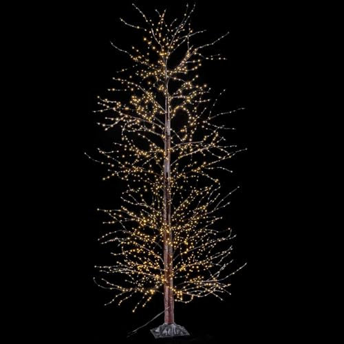 Gruppo Maruccia - Árbol de Navidad luminoso marrón con 2000 luces LED de color blanco cálido – Árbol de Navidad artificial para interiores y exteriores, altura 2,40 metros, 360 ramas luminosas
