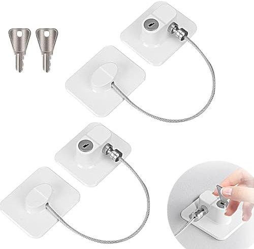 2 Piezas Lucchetto per Frigorifero con Chiave Chiusure Sicurezza Bambini Lucchetto per Frigorifero Bambini Lucchetto per Armadio Lucchetto Armadio Blocco per Frigo Cassetto Armadi（bianco)