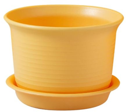 Macetero de interior grueso con agujero y bandeja para todas las plantas de interior. Maceta de plástico fiable con maceta para jardín de casa para plantas de interior (amarillo, A)