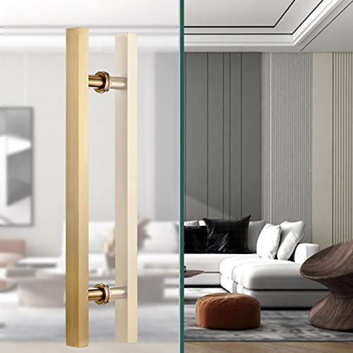 Gold Double Side Sliding Door Handle Commercial Gate Handle Pulls for Home Office Kitchen Exterior Front Door Long 60cm/23.6 inch & 50cm/20 inch