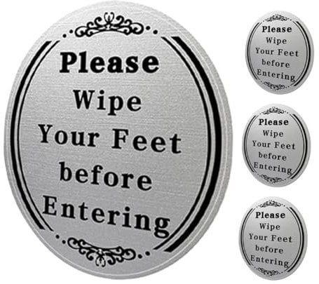 Toyvian 2 Sets Self Adhesive Door Signs 'Please Wipe Your Feet' Entryway Decal Stickers Home Decor Decals Indoor Wall Stickers Easy Install Waterproof Sturdy