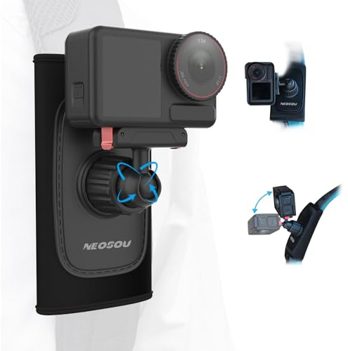 NEOSOU 360 Rucksackhalterung mit magnetischer Schnellverschluss-Basis für DJI Action 5 Pro 4 3 Osmo 360 Zubehör, Taschengürtel, Schultergurt, Halterung Befestigung für DJI Osmo Action-Kamera