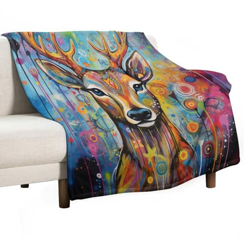 ECWECC Kuscheldecke Kinder Elch Decke 130x150cm, Elch Kuscheldecke, Tier-Hirsch Decke Geschenke Für Jungs Weich Flauschig Bett Couch Sofa Kinderdecke
