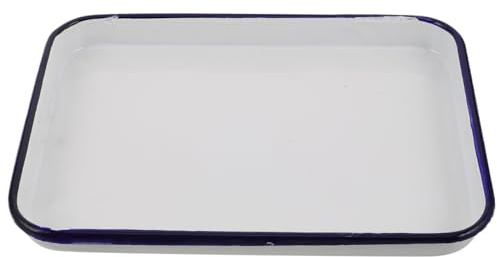Cabilock Retro Enamel Baking Tray Rectangular Enamelware Roasting Pan for Oven Cooking Lasagna Casserole and Roast Nonstick Easy to Clean 10.83 X 7.68 X 1.10 in