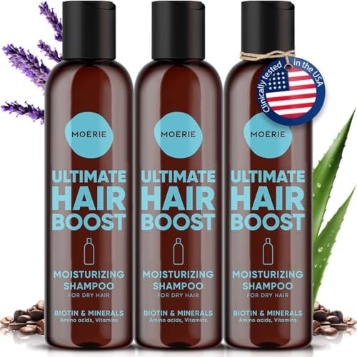 Moerie Ultimate Hair Growth Shampoo – For Longer, Thicker, Fuller Hair - Vegan Friendly Volumizing Hair Products – Paraben & Silicone Free – All Hair Types – Reverse Hair Loss – Moisturizing, 3 pack