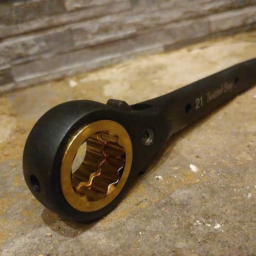 Twisted Bay Scaffold Ratchet Spanner 19/21mm Black/Gold