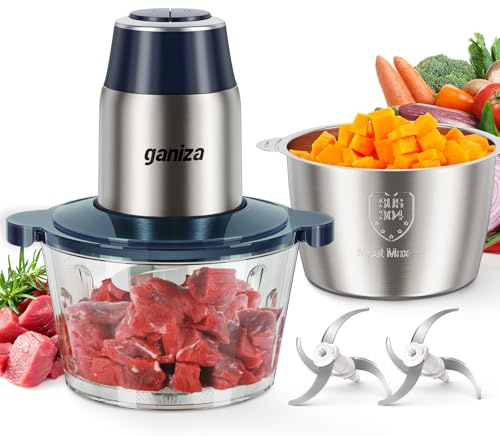 Ganiza Food Processors with 2 Bowls, 450W Meat Grinder Vegetable Chopper