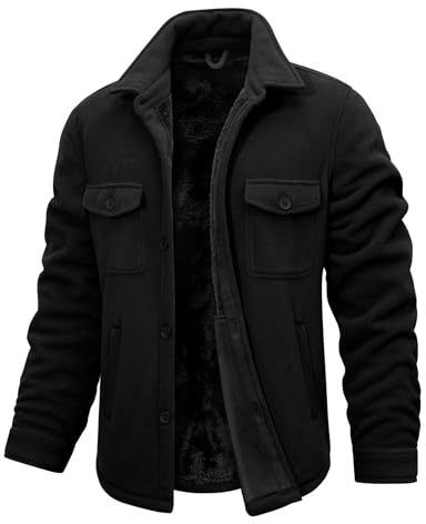 Xnova Veste Doublé en Polaire Chaud Blouson Homme Hiver mi Saison Militaire de Coupe-Vent Épaissir Chemise en Flanelle Manches Longues avec Poches et Boutons