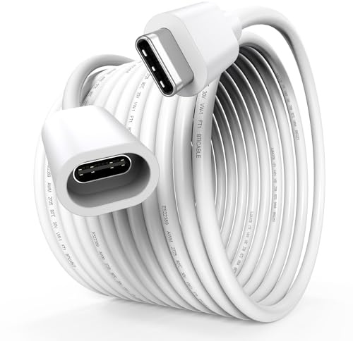 10FT USBC Extension Cable for Ring Solar Panel and Camera, White Waterproof USB C Male to Female Extender Cord 45W Charging Compatible with Ring USBC Solar Panel,Security Camera,Mag-Safe Charger