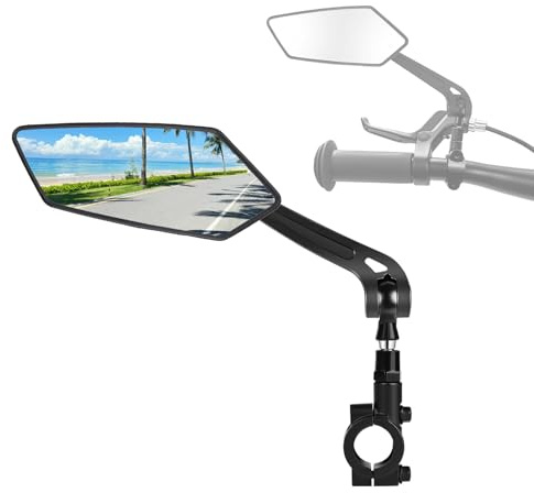 Fahrradspiegel Links, 360° Einklappbar & Drehbar, universal für E-Bike, MTB | Erweitertes Sichtfeld ohne Verzerrung, fahrrad rückspiegel für alle typen einschließlich EScooter, Montage in 60 Sek