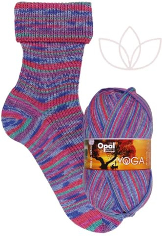 Opal Yoga 4-fach Sockenwolle, 75% Schurwolle Superwash, 25% Polyamid, 100g Knäuel, 425m Lauflänge, für Socken und Accessoires (11660 Gedankenwelle)