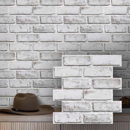 COMSTICKC 3D Wandpaneele Selbstklebend Ziegeloptik, 30 X 30 CM | 10 Stück 3D PVC Wandverkleidung Steinoptik Wandaufkleber Selbstklebende Tapete Wall Panel Wohnzimmer, Schlafzimmer