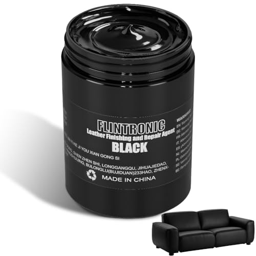 Flintronic Leder Reparatur Set Schwarz 300ml, Flüssigleder Lederfarbe, Kunstleder reparatur, für Ledercouch, Vinyl Möbel, Sofa, Autositze, Lederpflege & Farbauffrischung,bei Kratzern und Verfärbungen