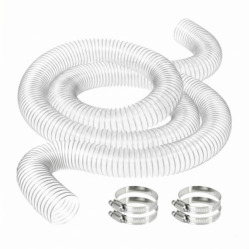 Staubsaugerschlauch 50mm - Absaugschlauch Saugschlauch PVC Schlauch Transparent Spiralschlauch Flexrohr 50mm Innendurchmesser - Universal Staubsauger Schlauch für Werkstatt Absaugung Teichpumpe 3m