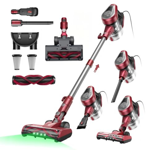 Vexilar Vacuum Cleaner,600W/60KPa Corded Vacuum Cleaner,1.5L Large Dustbin | 6-in-1 Corded Stick Vacuum Cleaner,7M,6-Stage Filtration,One Touch Emptying,Self-Standing,Deep-Clean Brushroll for Pet Homes