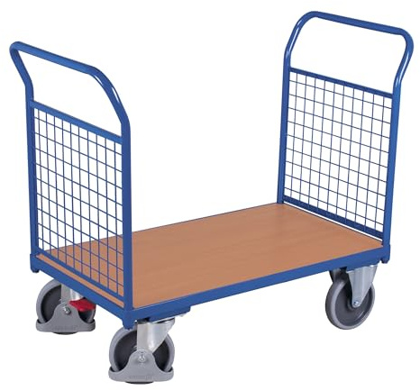 Doppel Stirnwandwagen mit Draht RAL5010 Enzianblau Stirnwagen Schiebebügelwagen